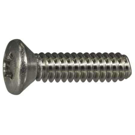 #10-24 X 3/4 In Phillips Oval Machine Screw, Plain Stainless Steel, 100 PK